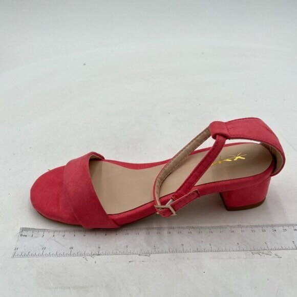 XYD Pink Open Toe Ankle Strap Buckled Low Chunky Heel Sandal - Picture 2 of 8